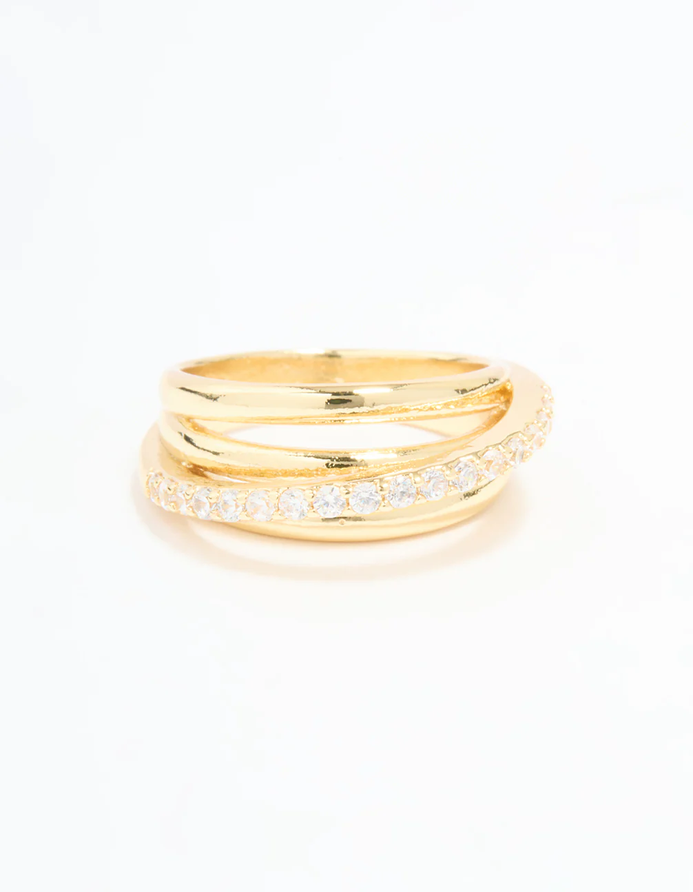 Gold Plated Cubic Zirconia Triple Layer Ring - Image 3