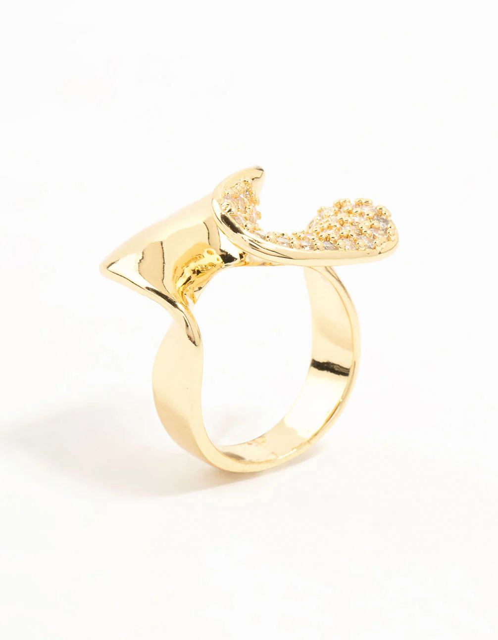 Gold Plated Cubic Zirconia Twisted Ring - Image 3