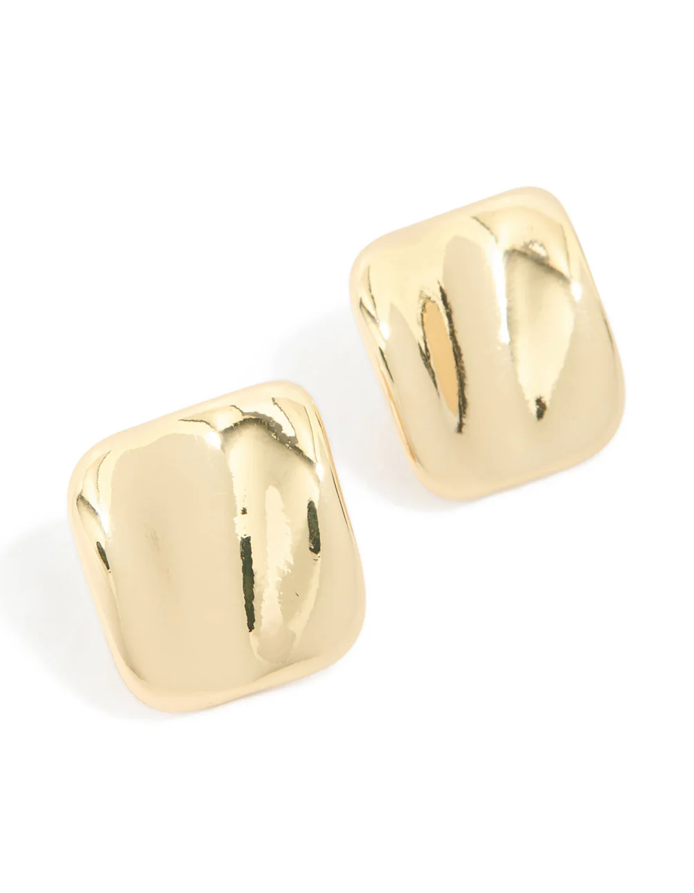 Gold Plated Curved Square Stud Earrings - Image 2