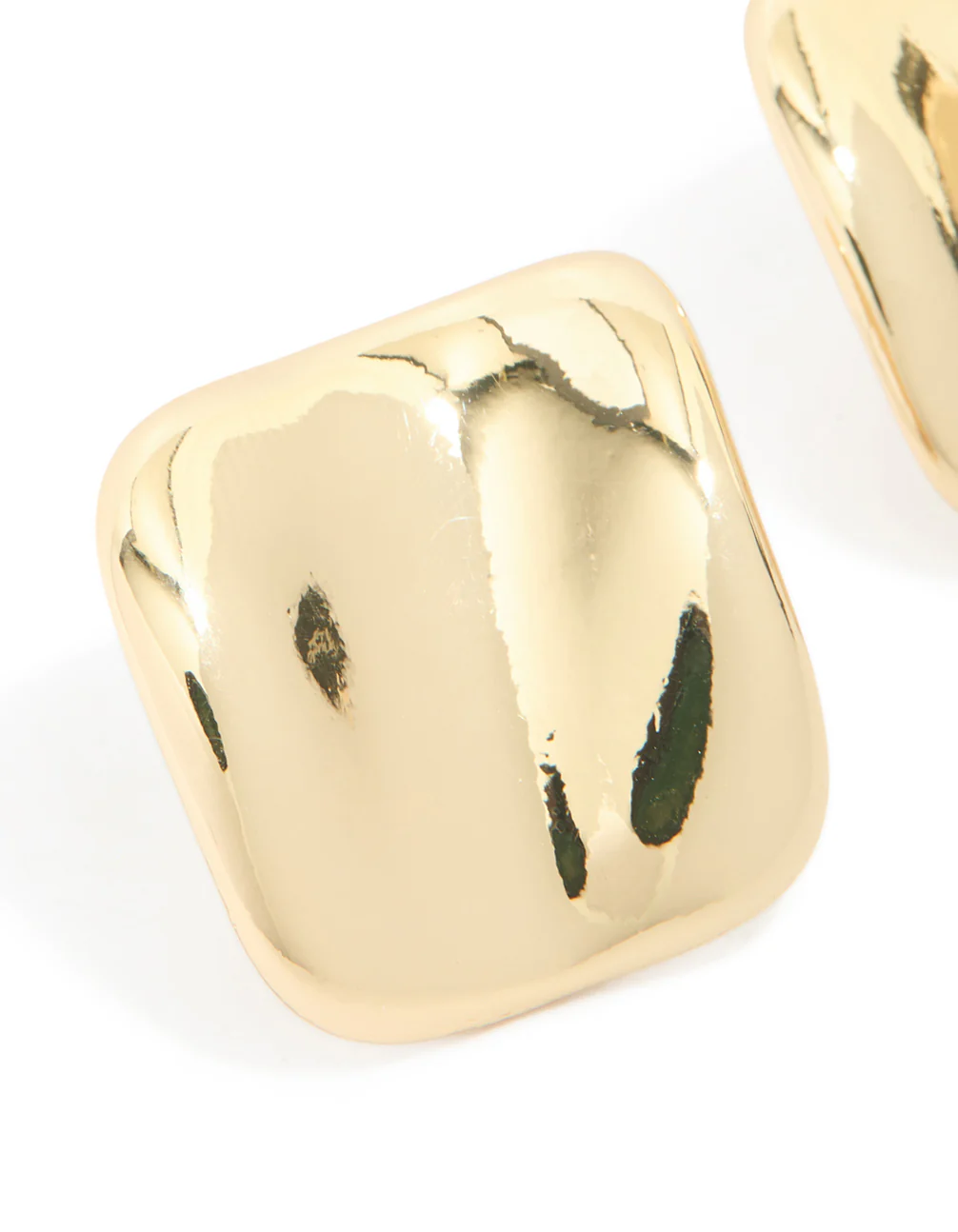 Gold Plated Curved Square Stud Earrings - Image 4