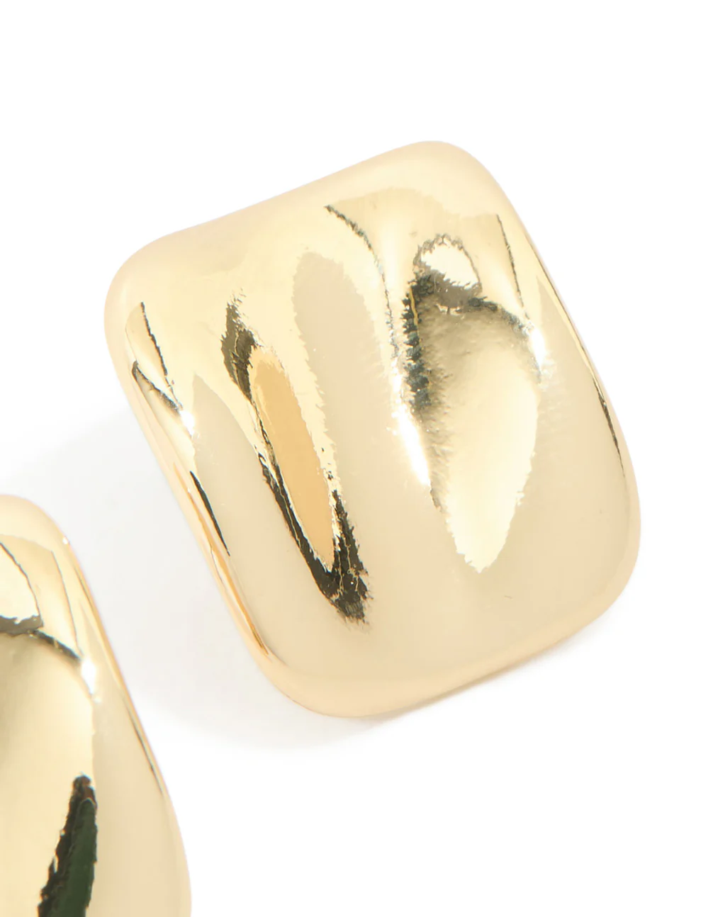 Gold Plated Curved Square Stud Earrings - Image 5