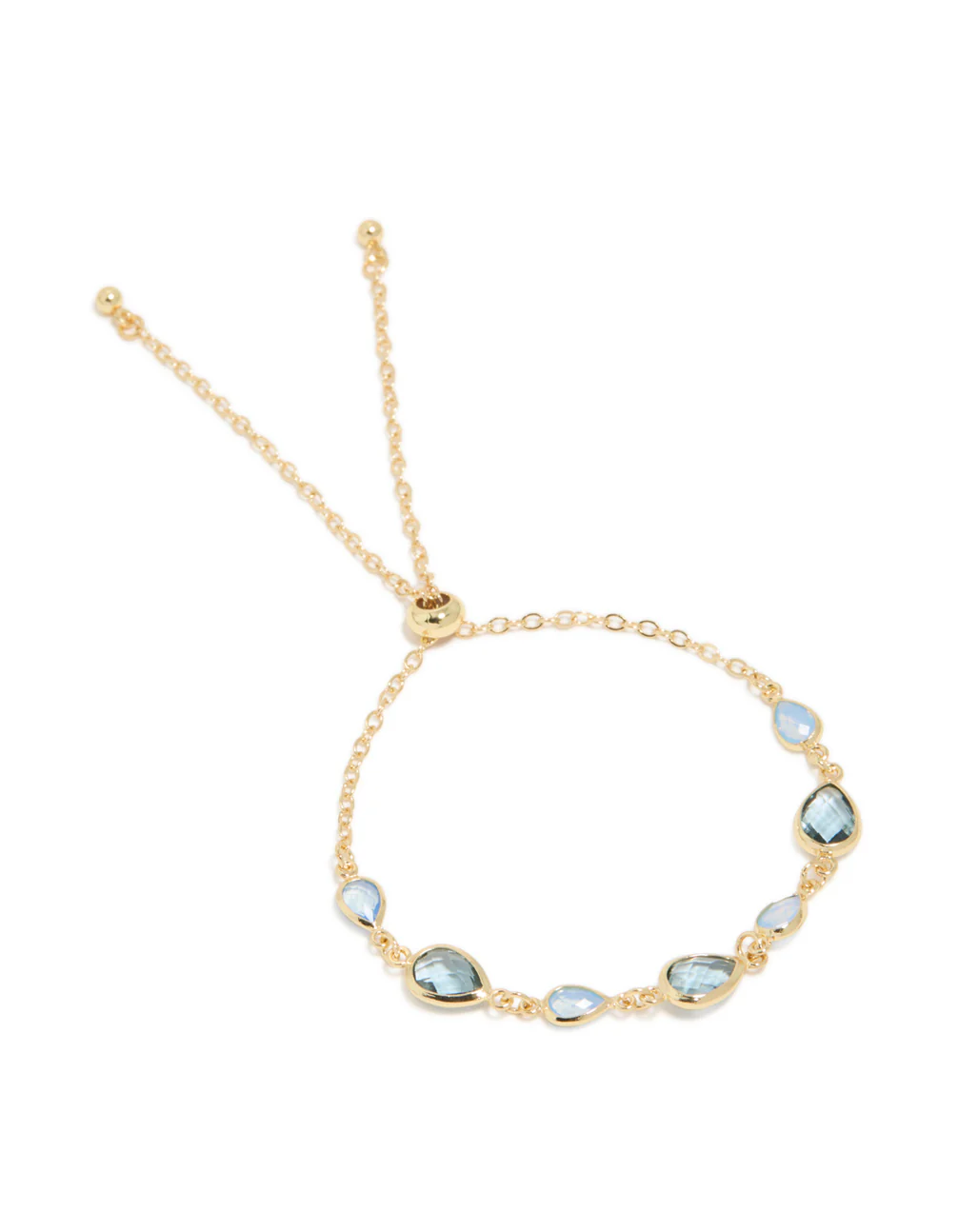 Gold Plated Deep Blue Cubic Zirconias Large Toggle Bracelet - Image 2