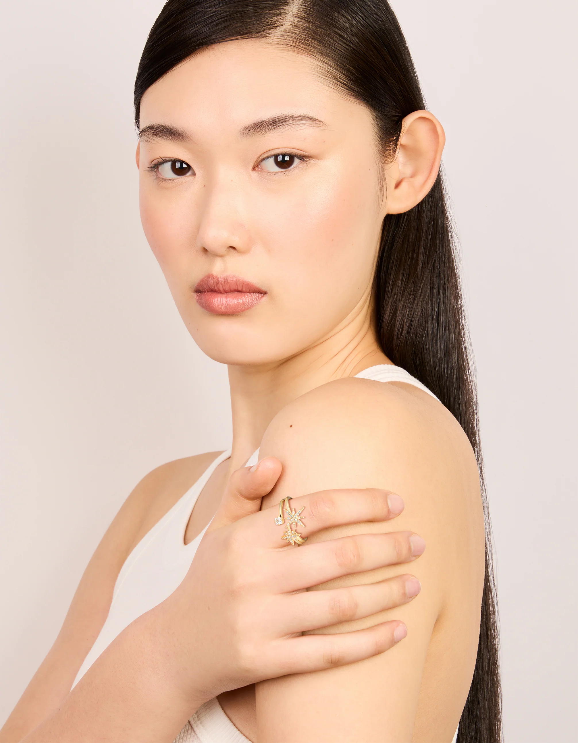 Gold Plated Diamante Celestial Layered Ring - Image 3