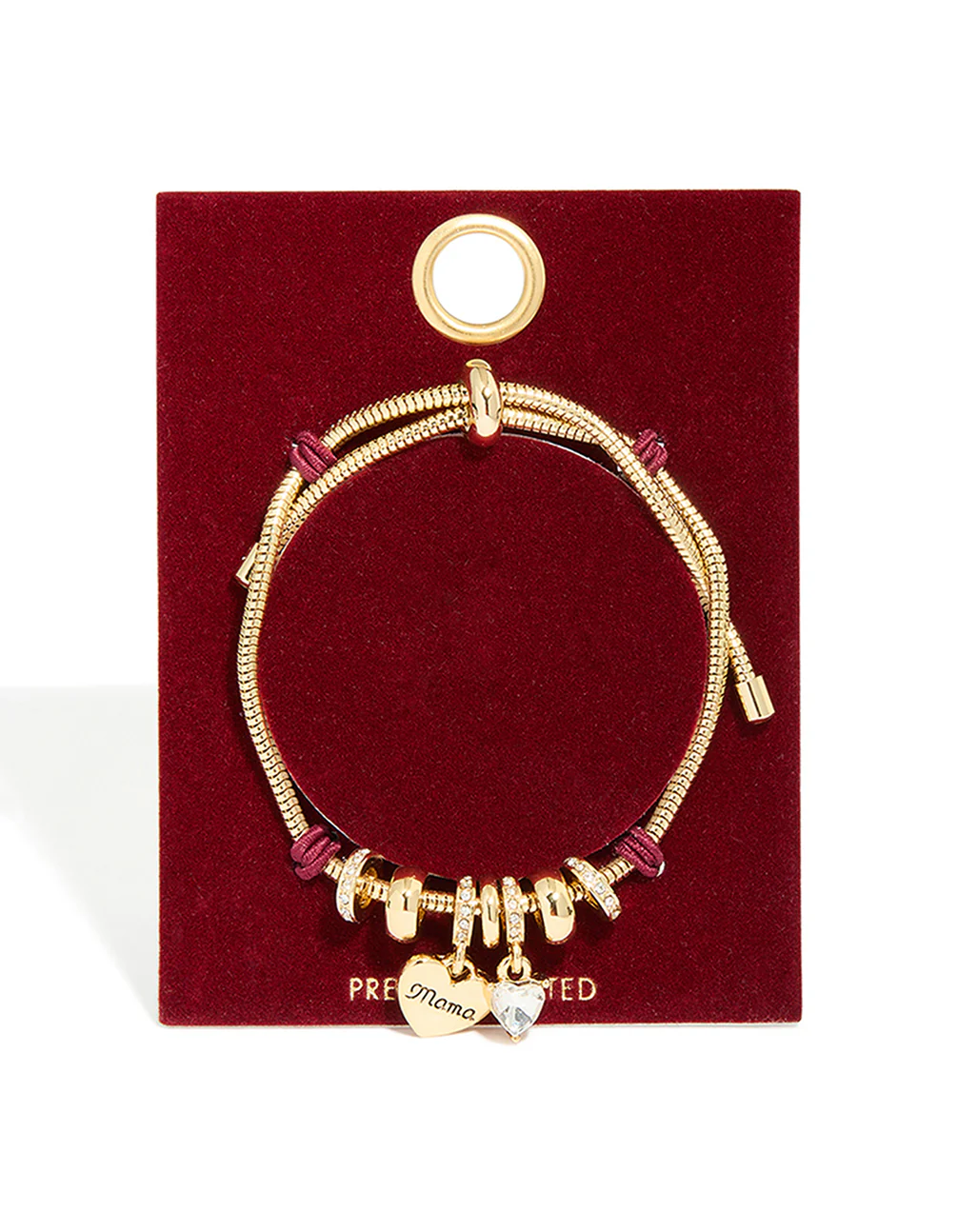 Gold Plated Diamante 'Mama' Heart Charm Toggle Bracelet - Image 5