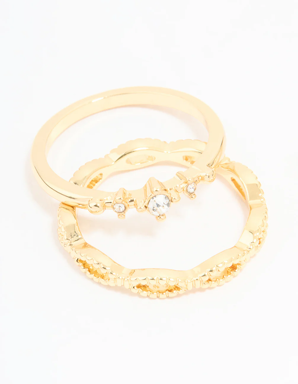 Gold Plated Diamante Rings 5-Pack - Image 2