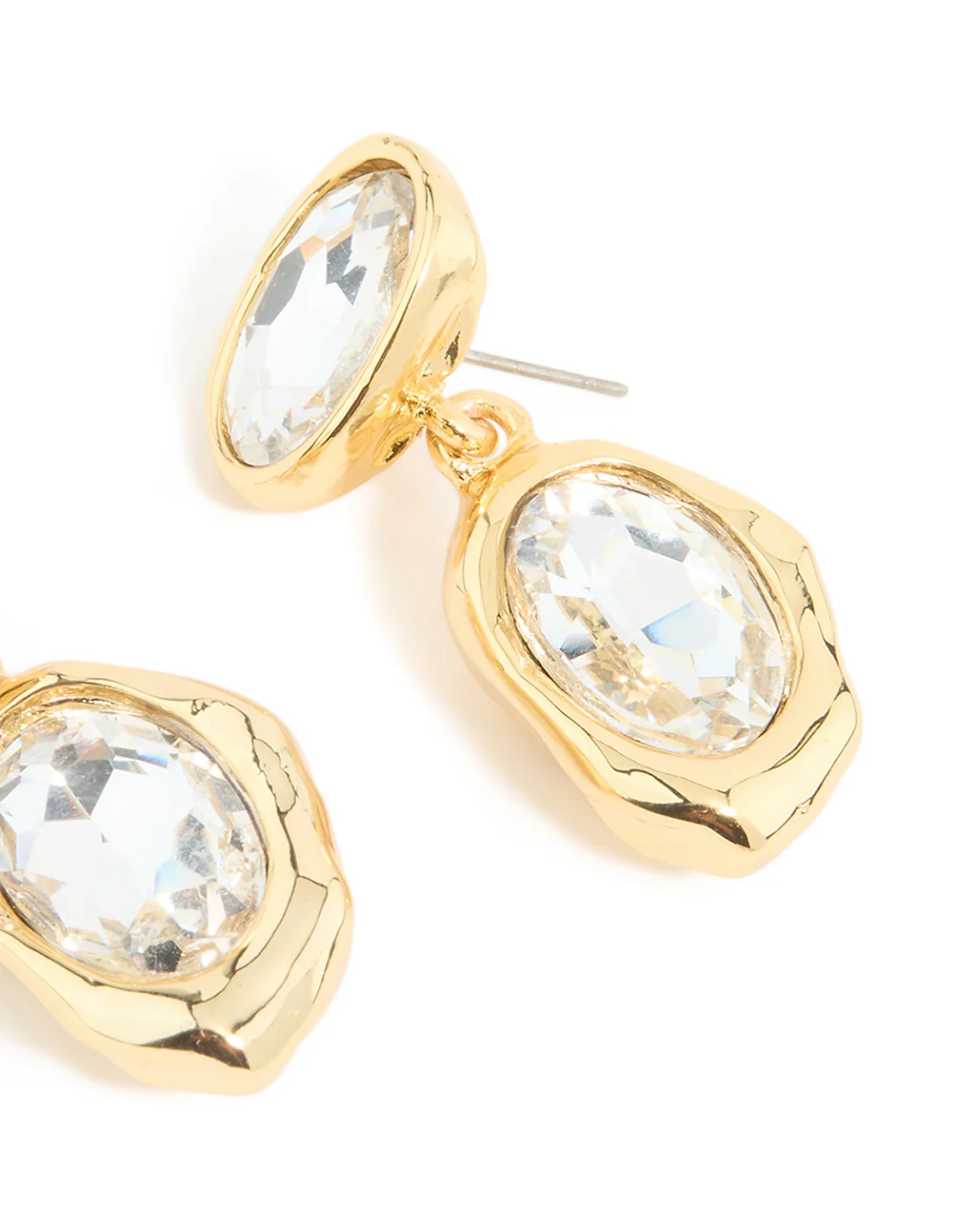 Gold Plated Diamante Teardrop Organic Earrings - Image 5