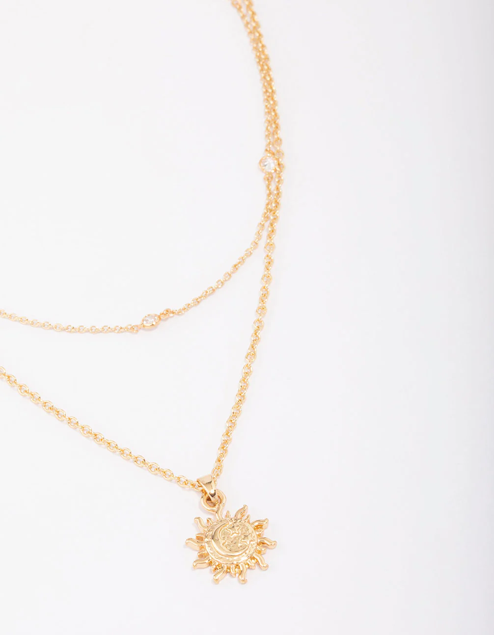 Gold Plated Double Layer Sun Necklace