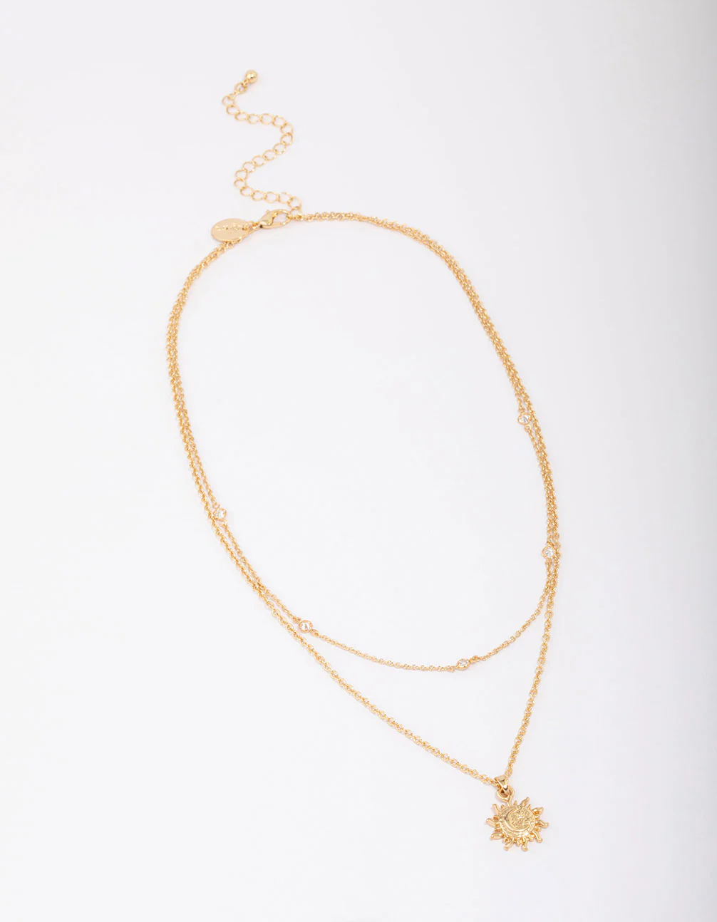 Gold Plated Double Layer Sun Necklace - Image 3