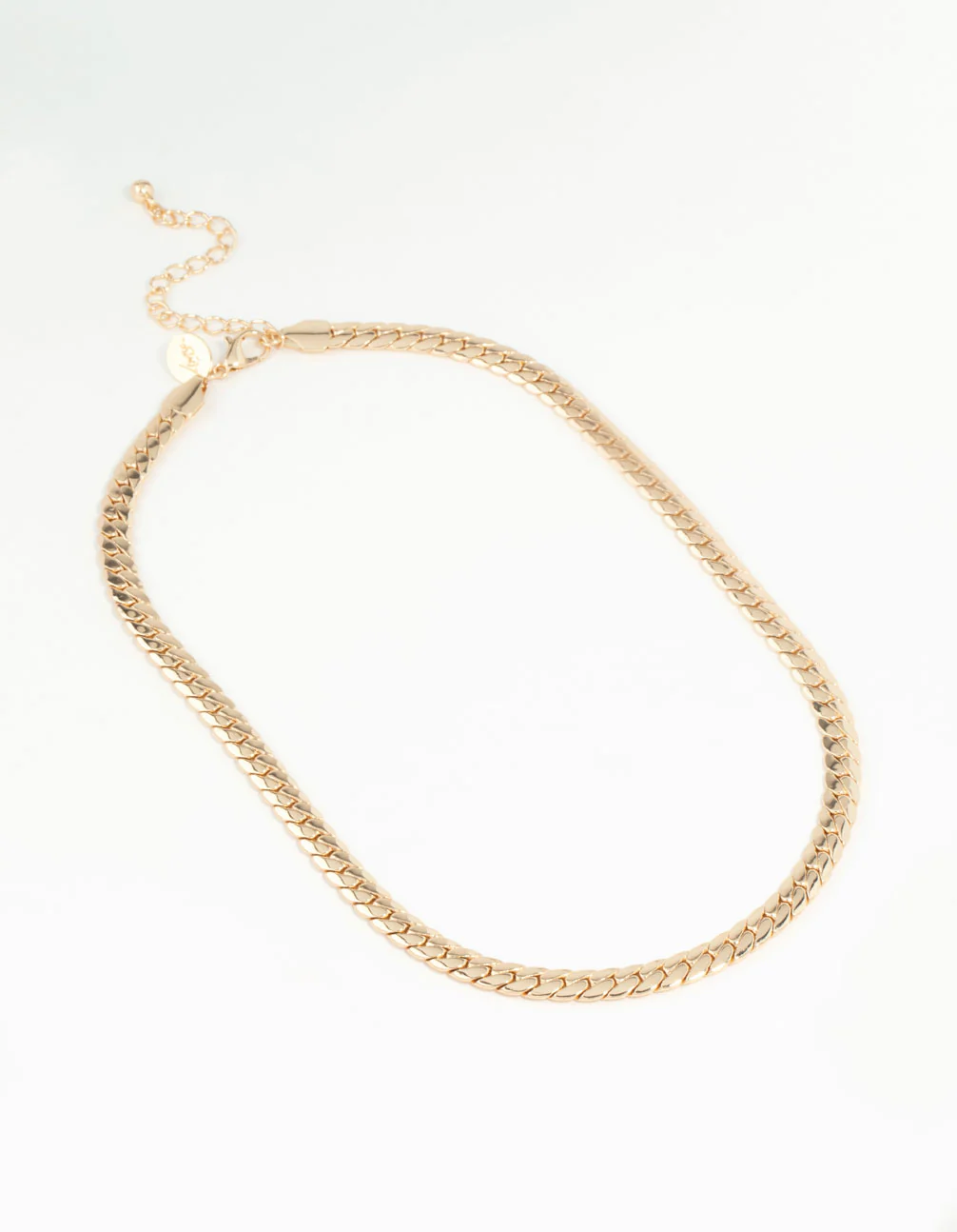 Gold Plated Flat Curb Chain Necklace - Image 4
