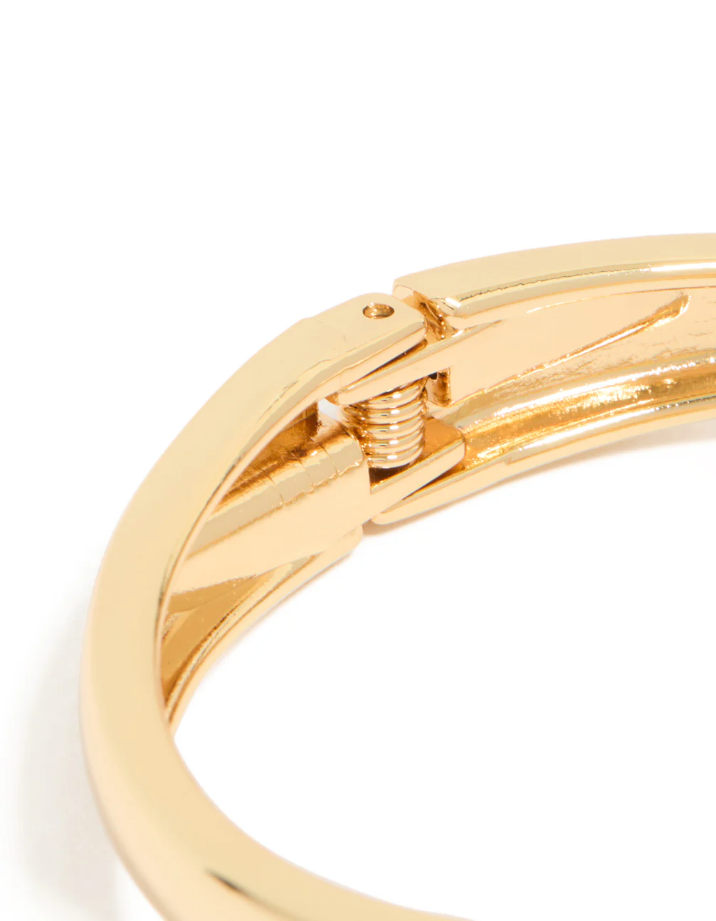 Gold Plated Flat Teardrop Hinged Bangle - Image 5