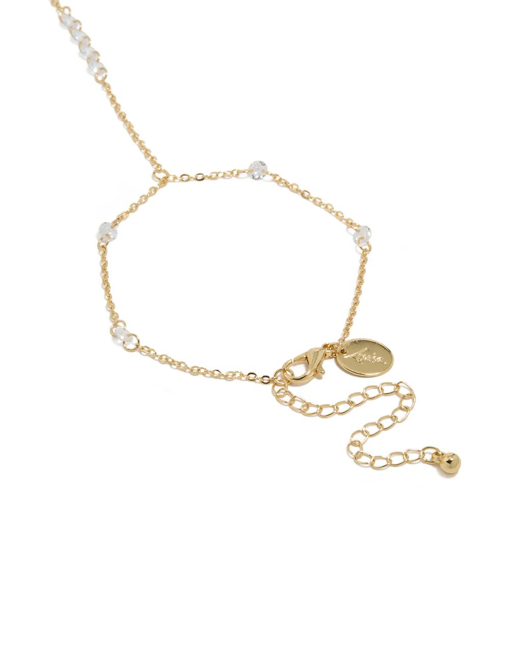 Gold Plated Floating Cubic Zirconia Hand Chain - Image 3