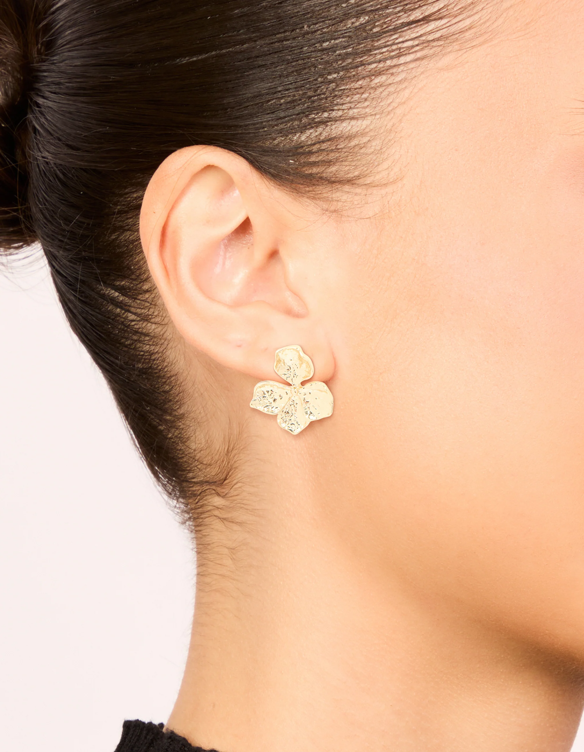Gold Plated Floral Detail Stud Earrings