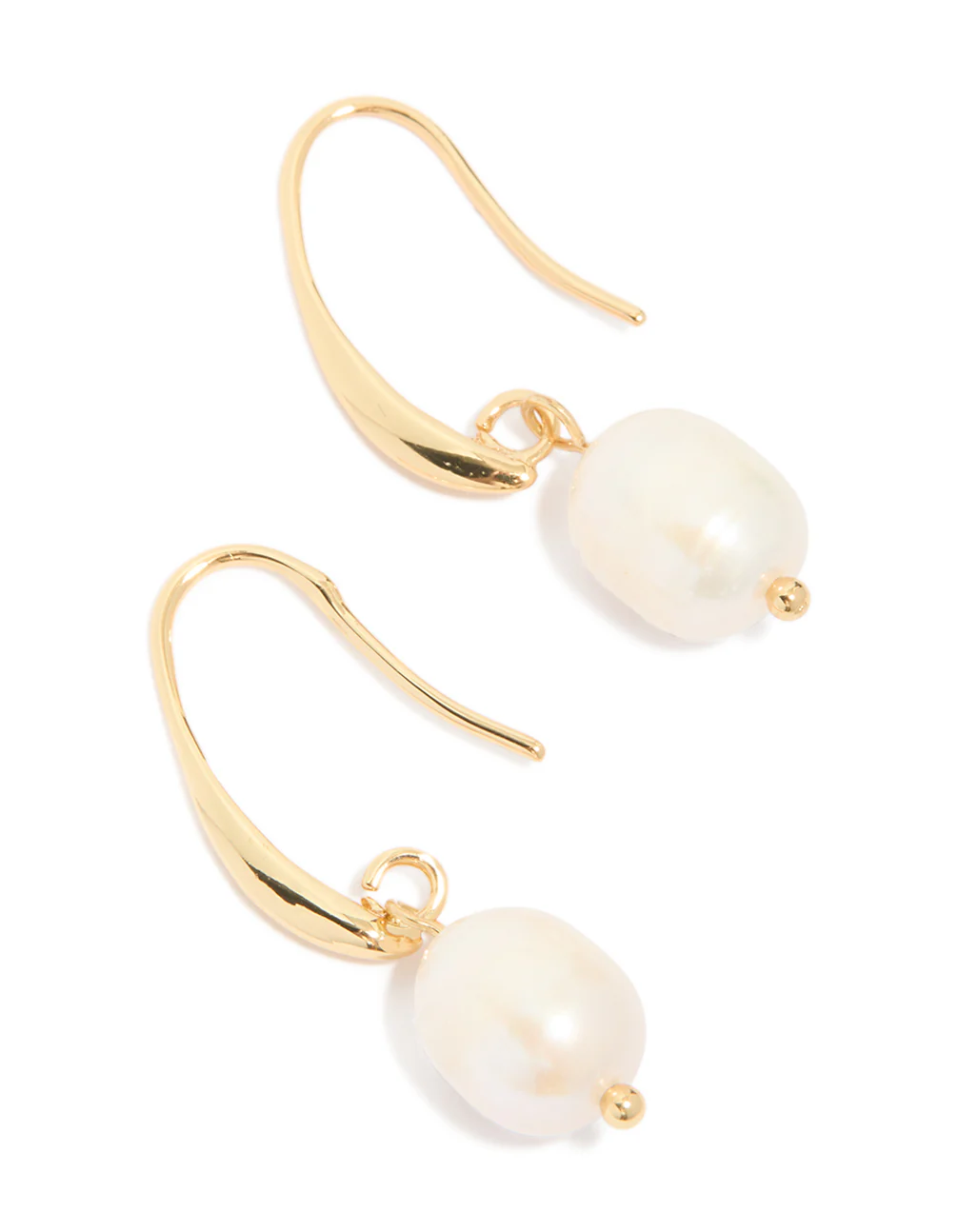 Gold Plated Freshwater Pearl Medium Hook Drop Earrings - Image 2