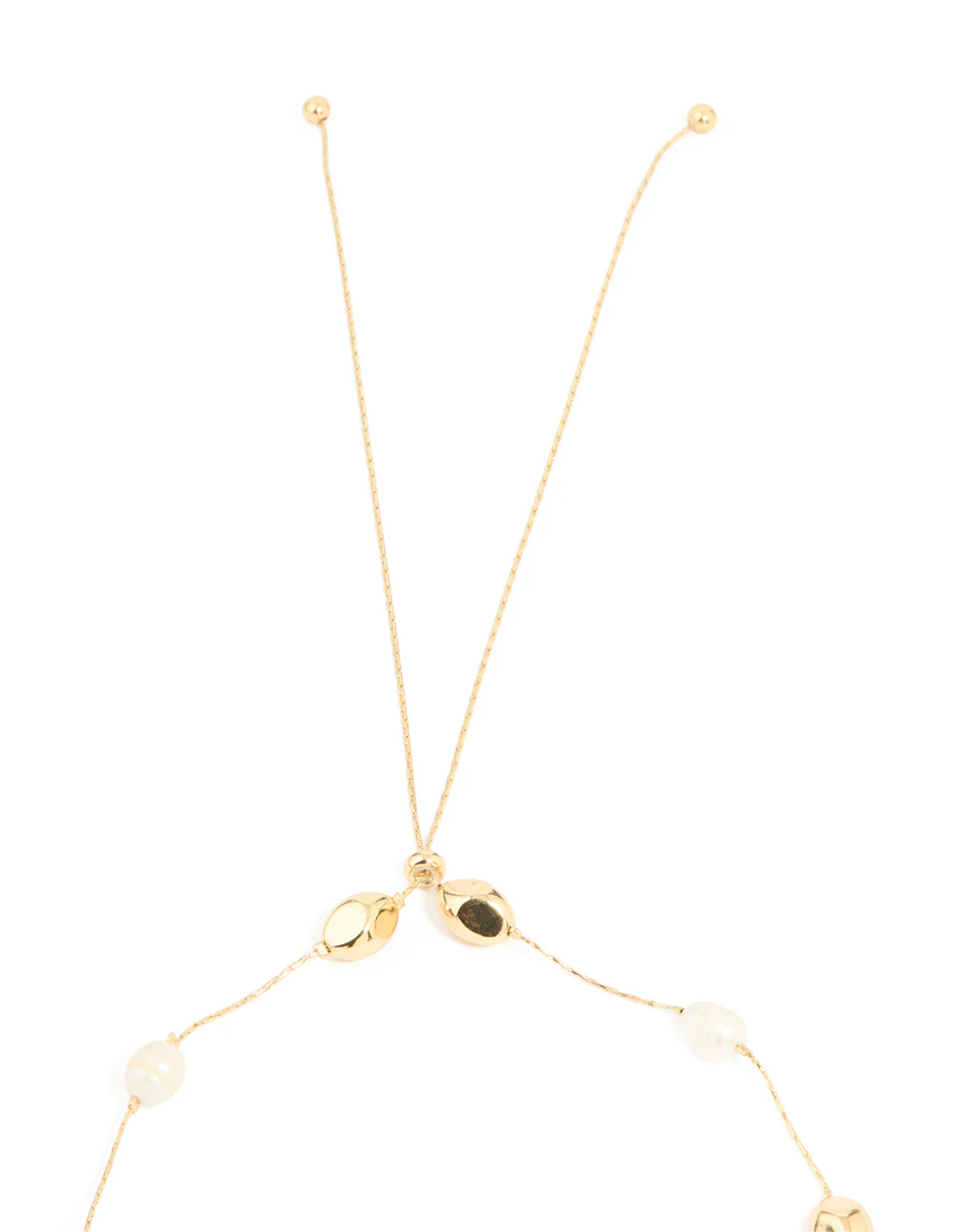 Gold Plated Freshwater Pearl Molten Station Adjustable Necklace - Image 3