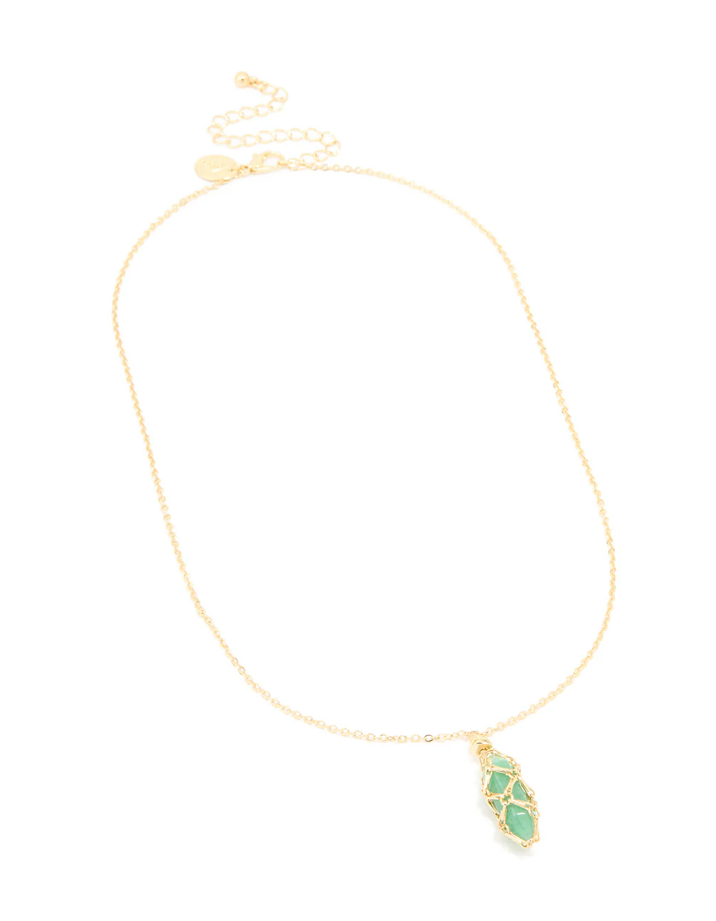 Gold Plated Green Aventurine Wrapped Pendant Necklace - Image 4