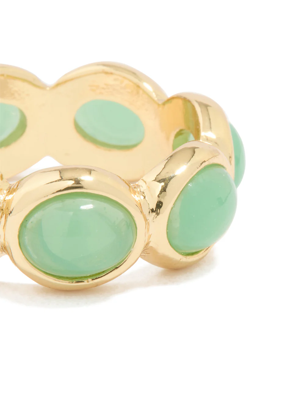 Gold Plated Green Semi Precious Stones Circle Ring - Image 3