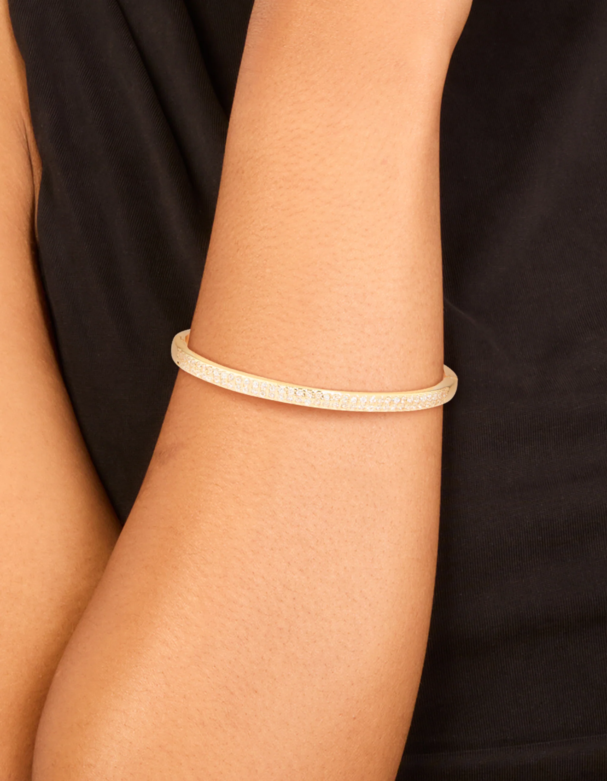 Gold Plated Half Cubic Zirconia Bangle - Image 2