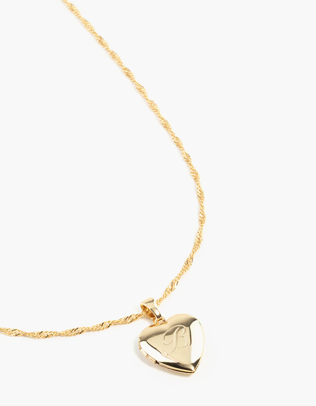 Gold Plated Heart Locket Letter B Necklace