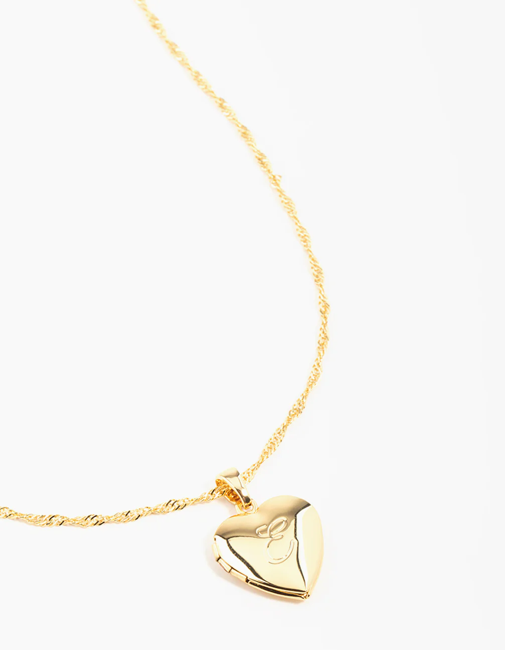 Gold Plated Heart Locket Letter E Necklace