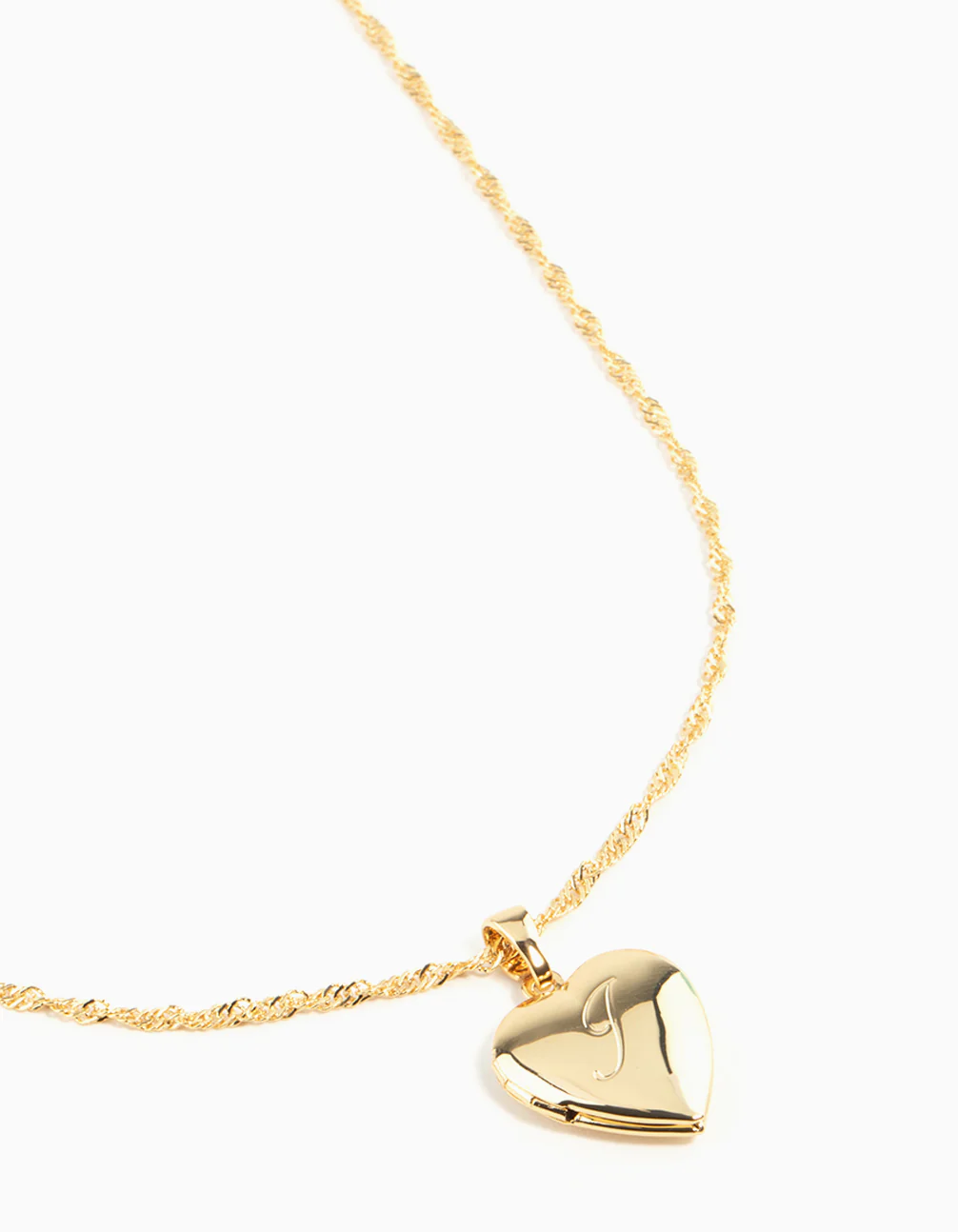 Gold Plated Heart Locket Letter J Necklace