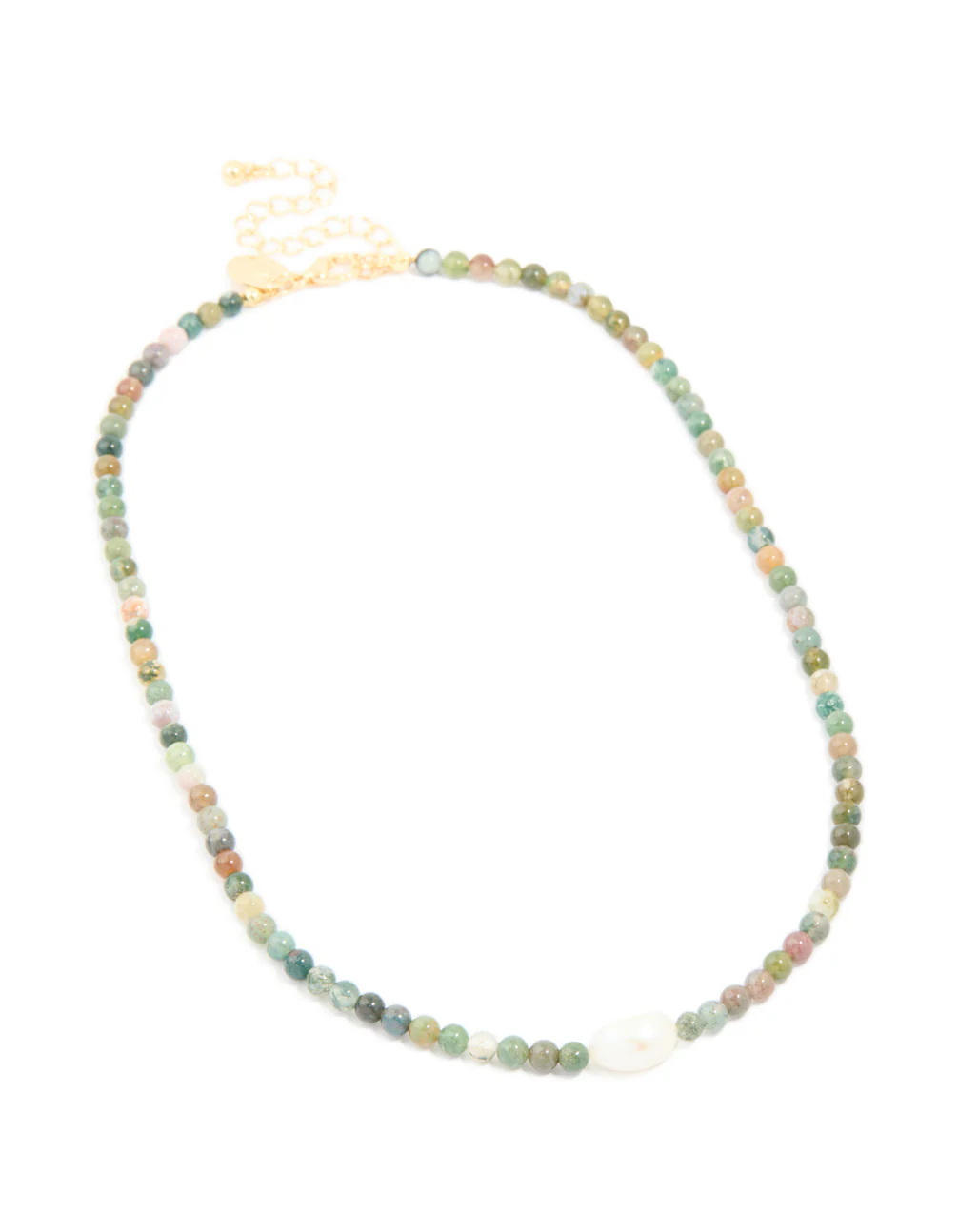 Gold Plated Jade Semi Precious Stone Mixed Beaded Freshwater Pearl Necklace - Image 4