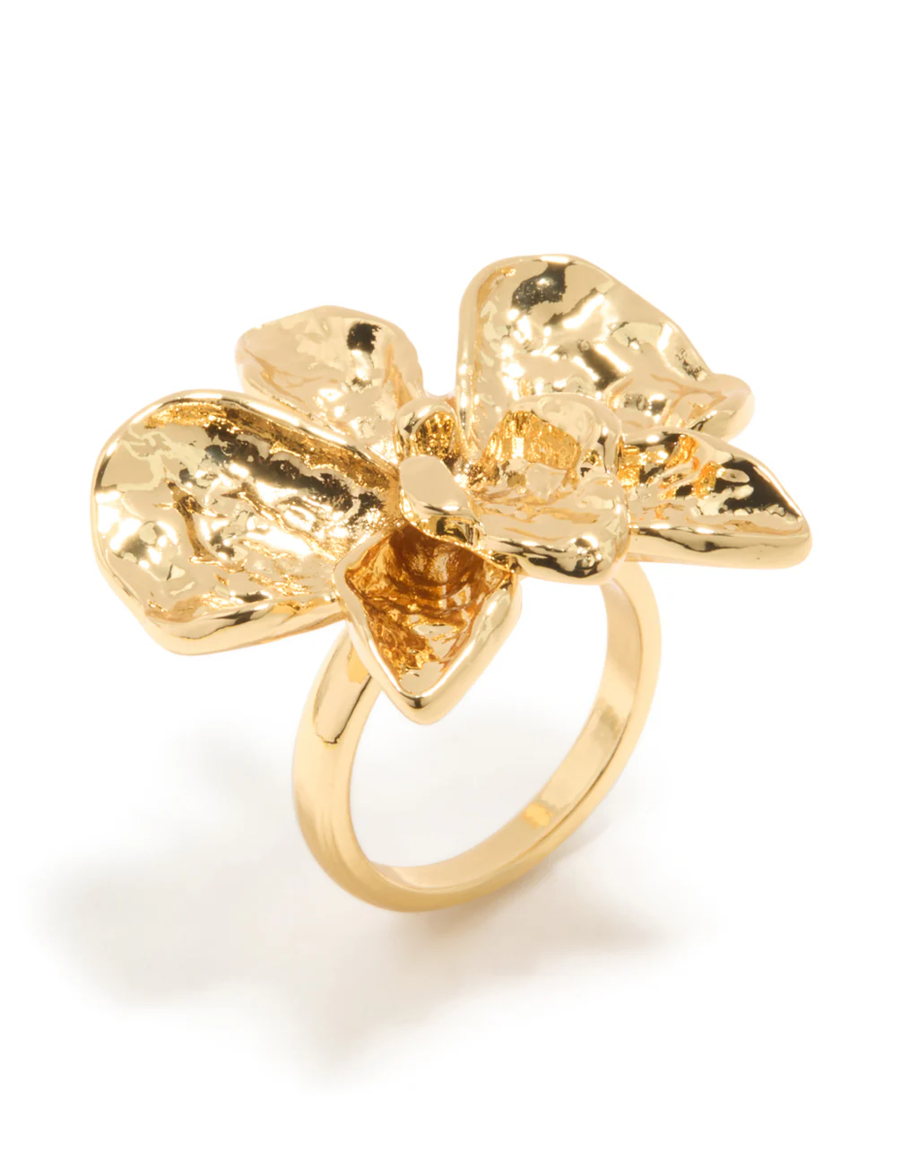 Gold Plated Large Molten Flower Ring - Image 4