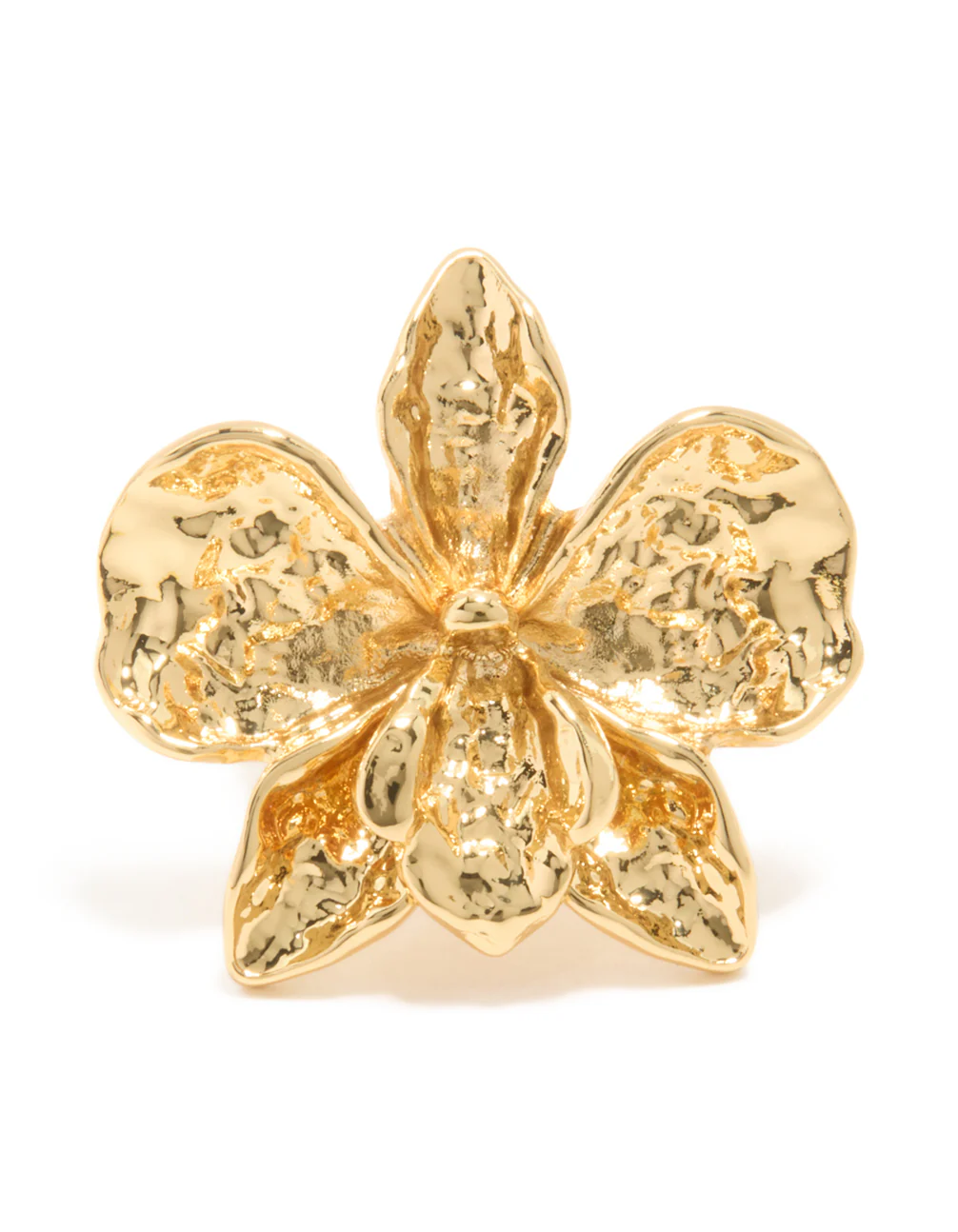 Gold Plated Large Molten Flower Ring - Image 5