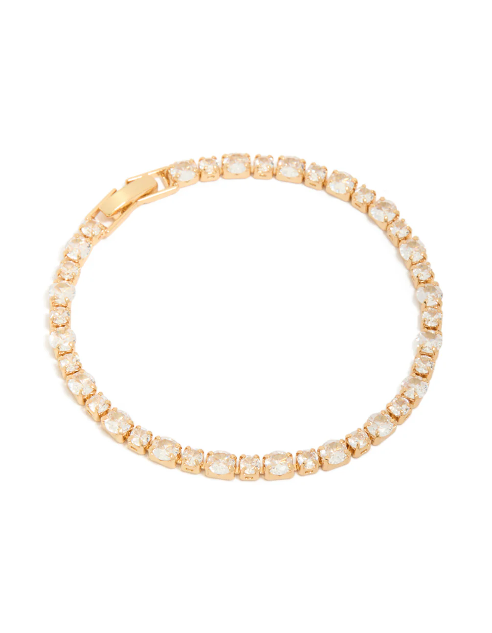 Gold Plated Large Square Cut Cubic Zirconia Tennis Bracelet