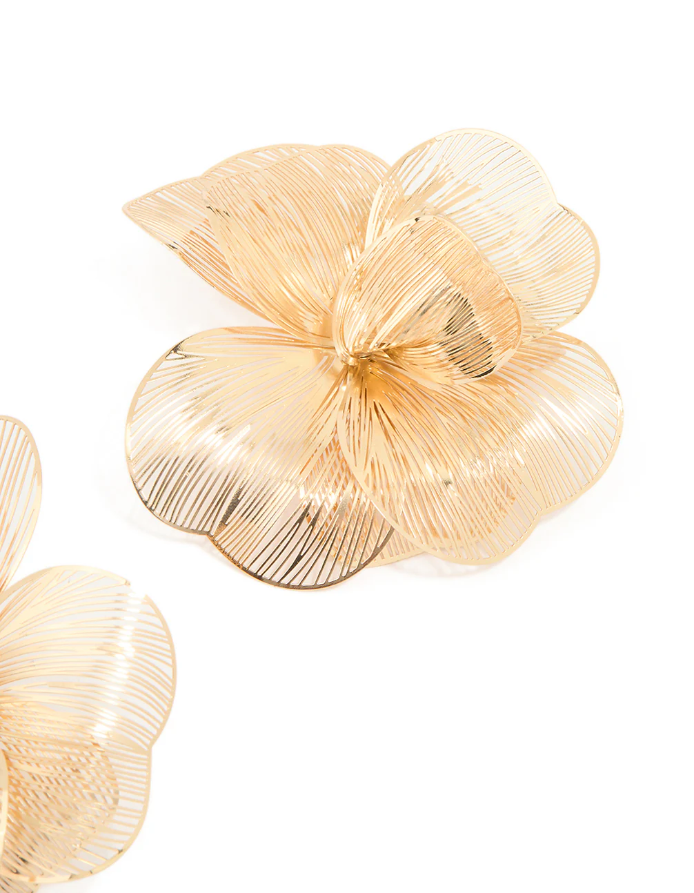 Gold Plated Laser Cut Full Flower Earrings - Image 3