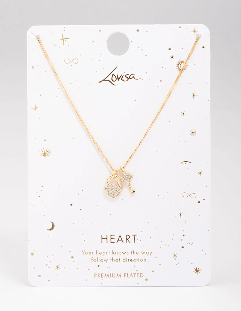 Gold Plated Lock & Key Pendant Necklace - Image 2