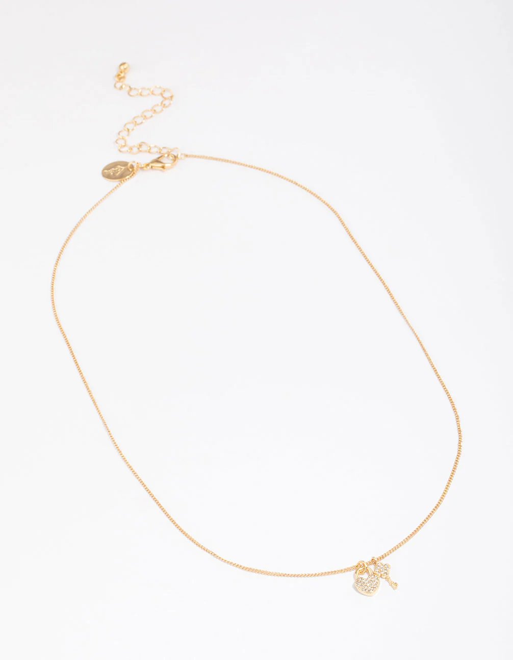 Gold Plated Lock & Key Pendant Necklace - Image 3
