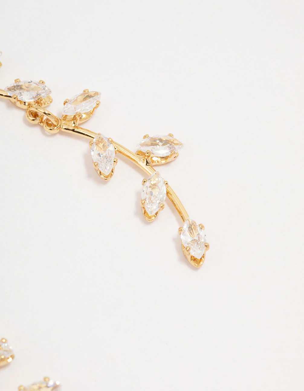Gold Plated Long Winding Cubic Zirconia Drop Earrings - Image 3