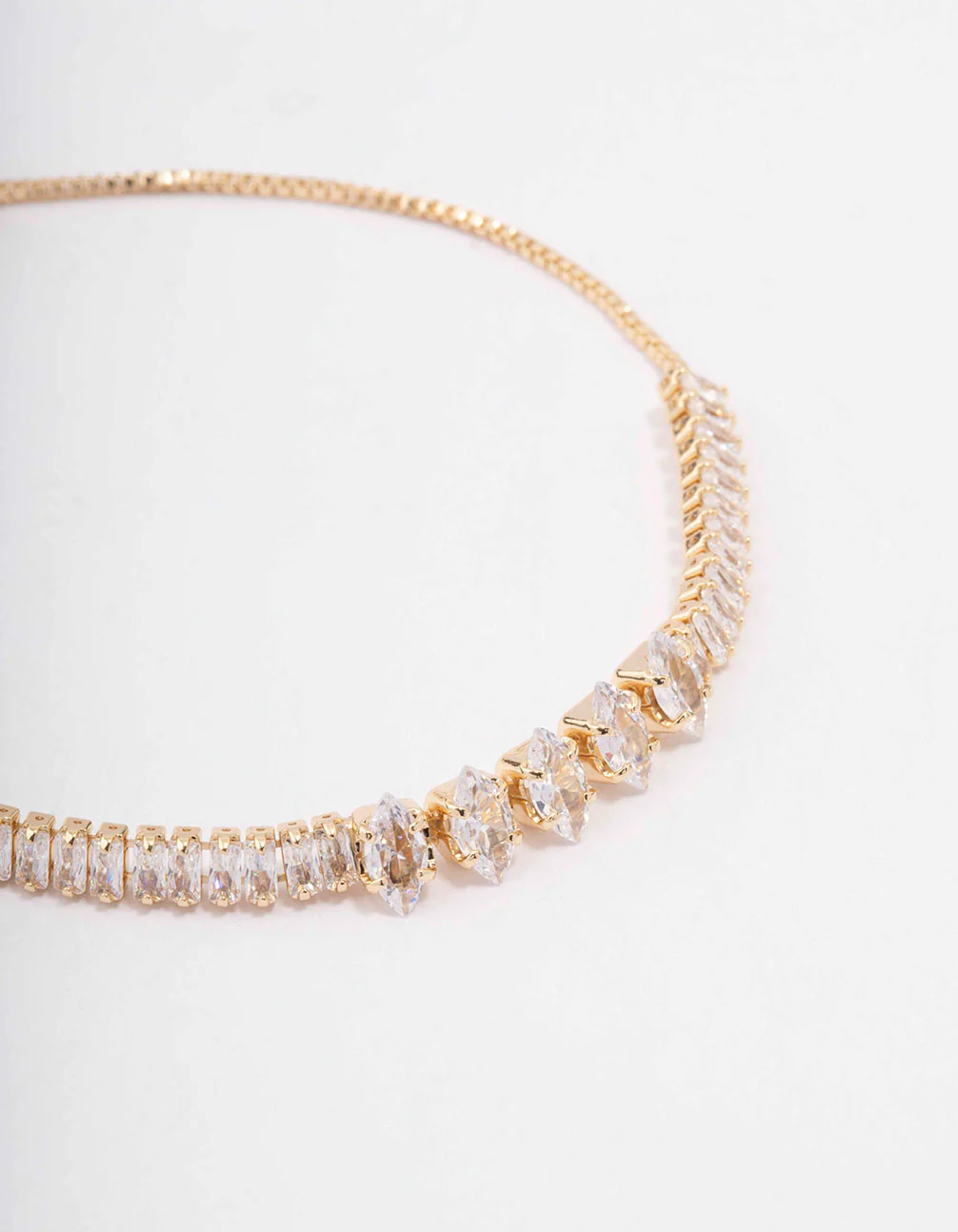 Gold Plated Brass Marquise Baguette Bracelet - Image 2