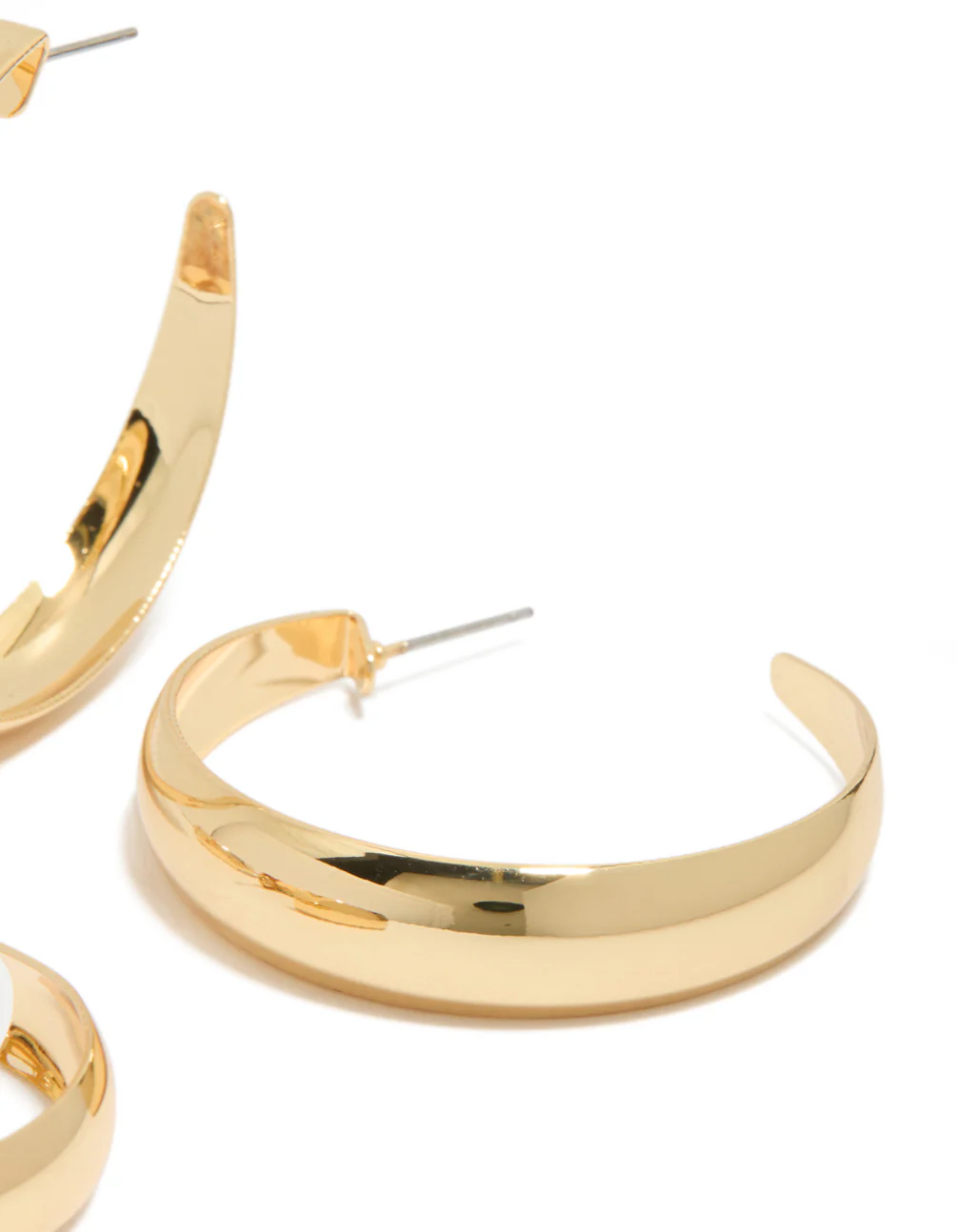 Gold Plated Medium & Large Hoop Earrings 2-Pack - Image 3