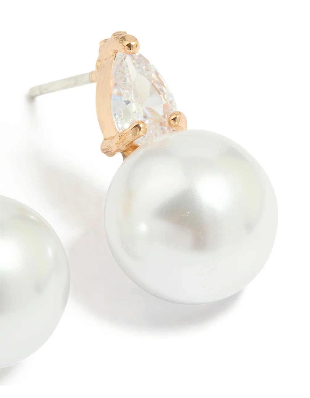 Gold Plated Mini Cubic Zirconia Pearl Drop Earrings - Image 3