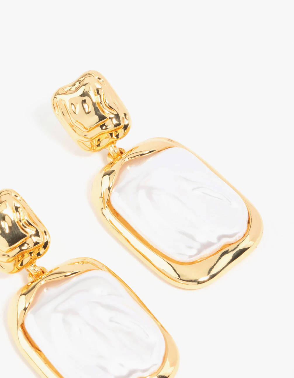 Gold Plated Molten Pearlescent Station Drop Earrings - Image 5