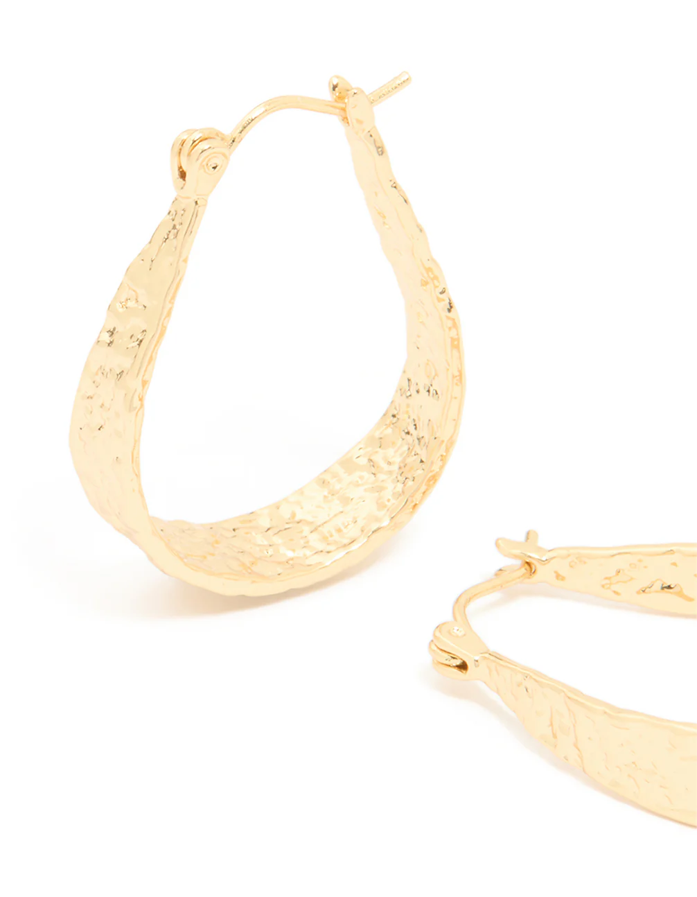 Gold Plated Molten Teardrop Hoop Earrings - Image 4