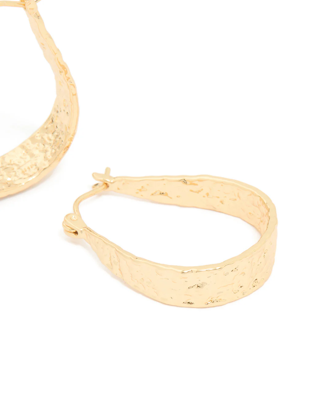 Gold Plated Molten Teardrop Hoop Earrings - Image 5