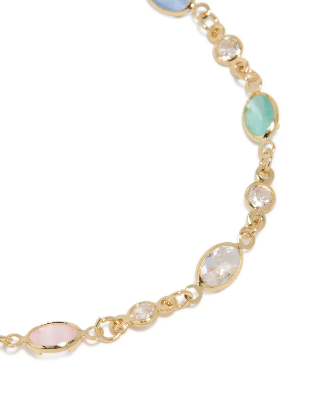 Gold Plated Multicoloured & Clear Cubic Zirconia Oval Bracelet - Image 4