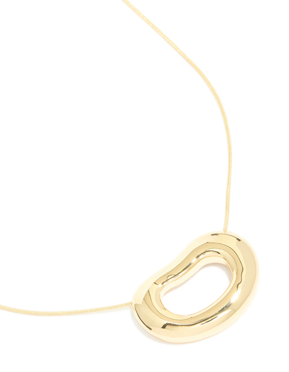Gold Plated Open Organic Oval Pendant Necklace - Image 2