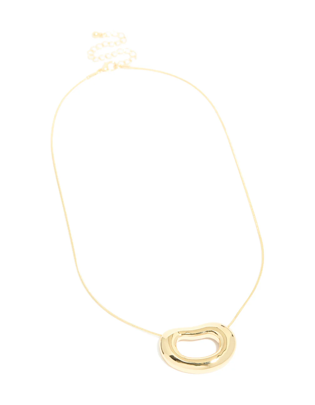 Gold Plated Open Organic Oval Pendant Necklace - Image 4