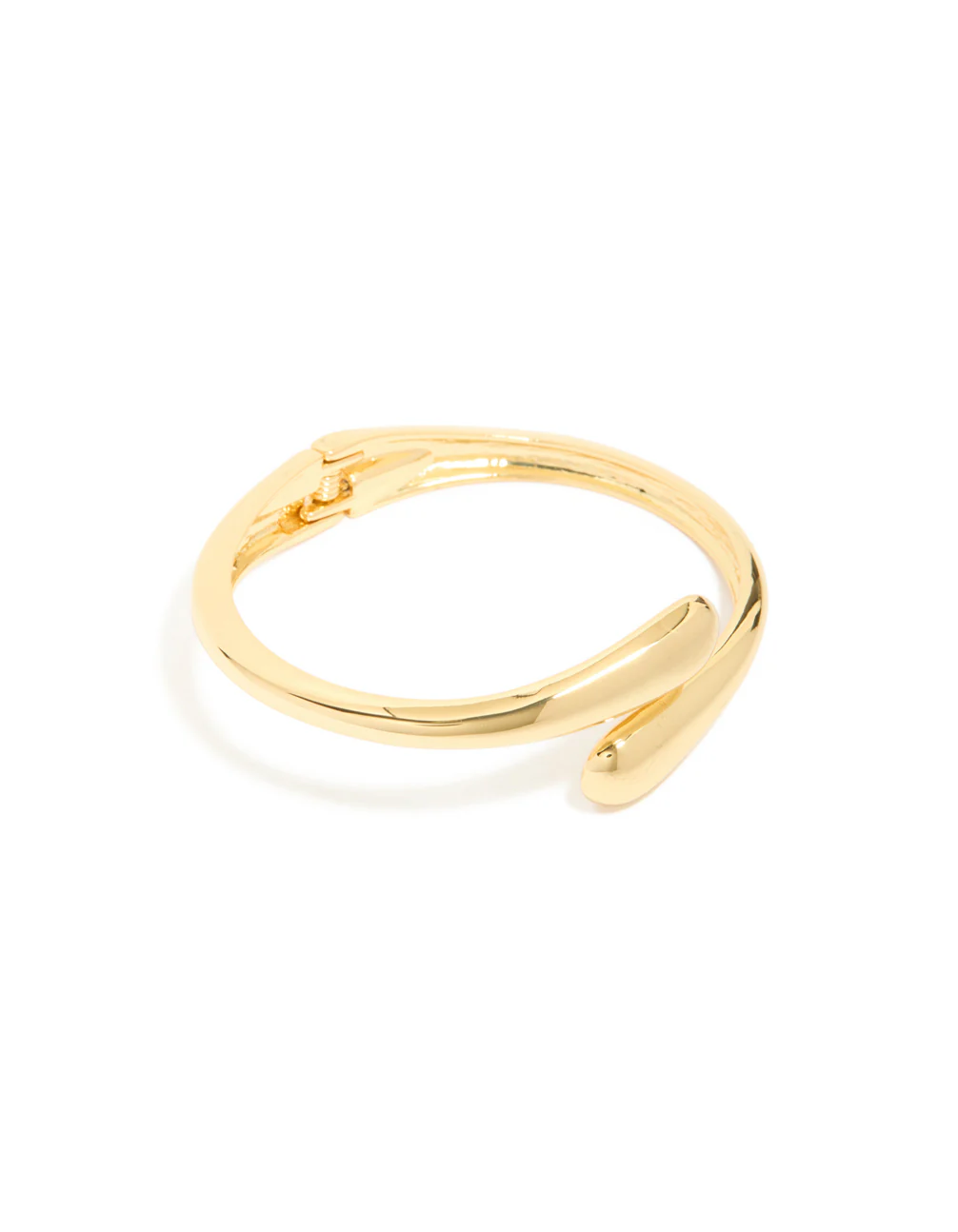 Gold Plated Open Wrap Hinged Bangle - Image 2