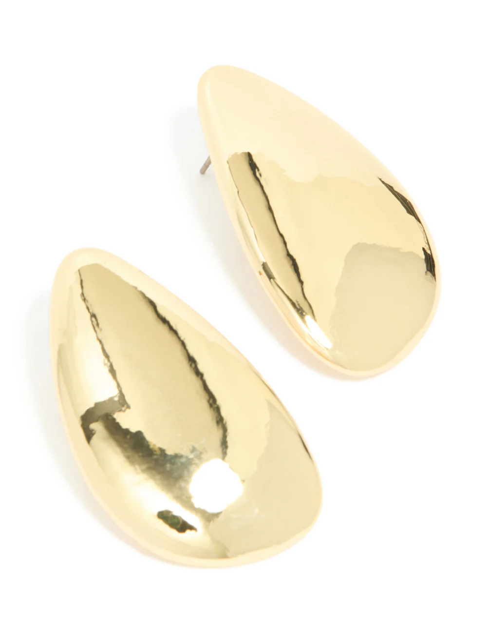 Gold Plated Organic Teardrop Statement Earrings - Image 2
