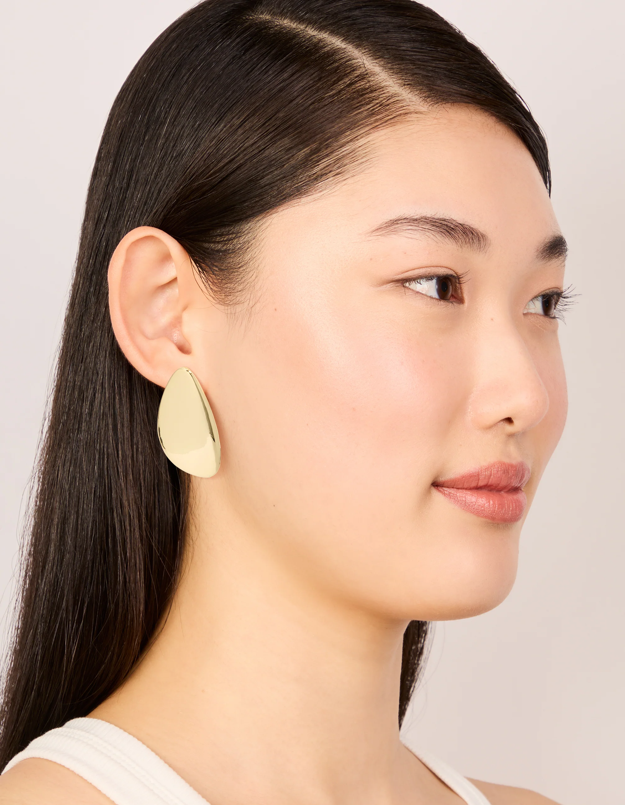 Gold Plated Organic Teardrop Statement Earrings - Image 3