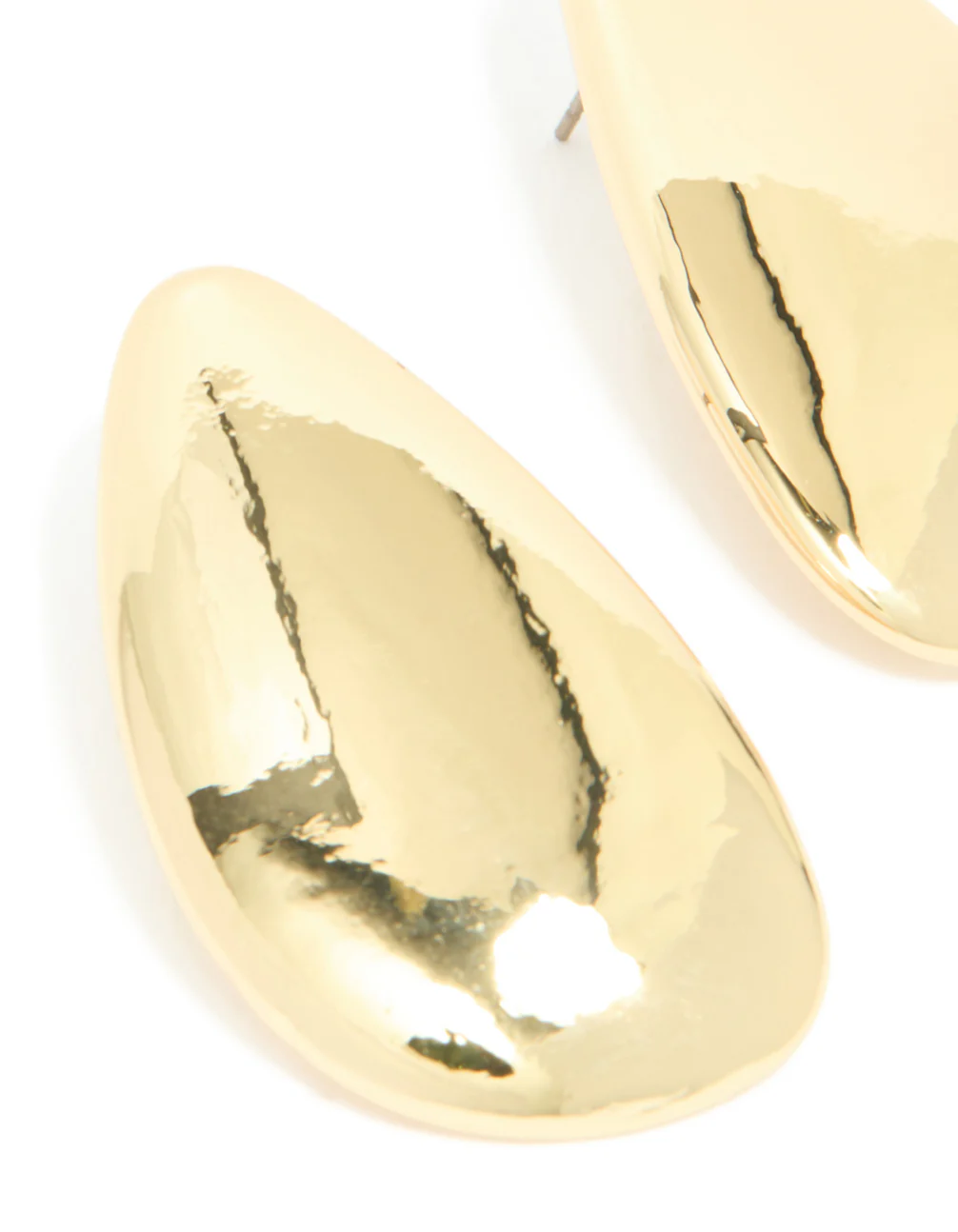 Gold Plated Organic Teardrop Statement Earrings - Image 4