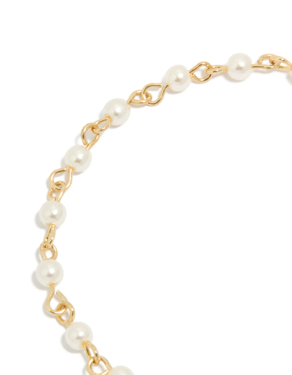 Gold Plated Pearl & Cubic Zirconia Star Moon Fob Bracelet - Image 3