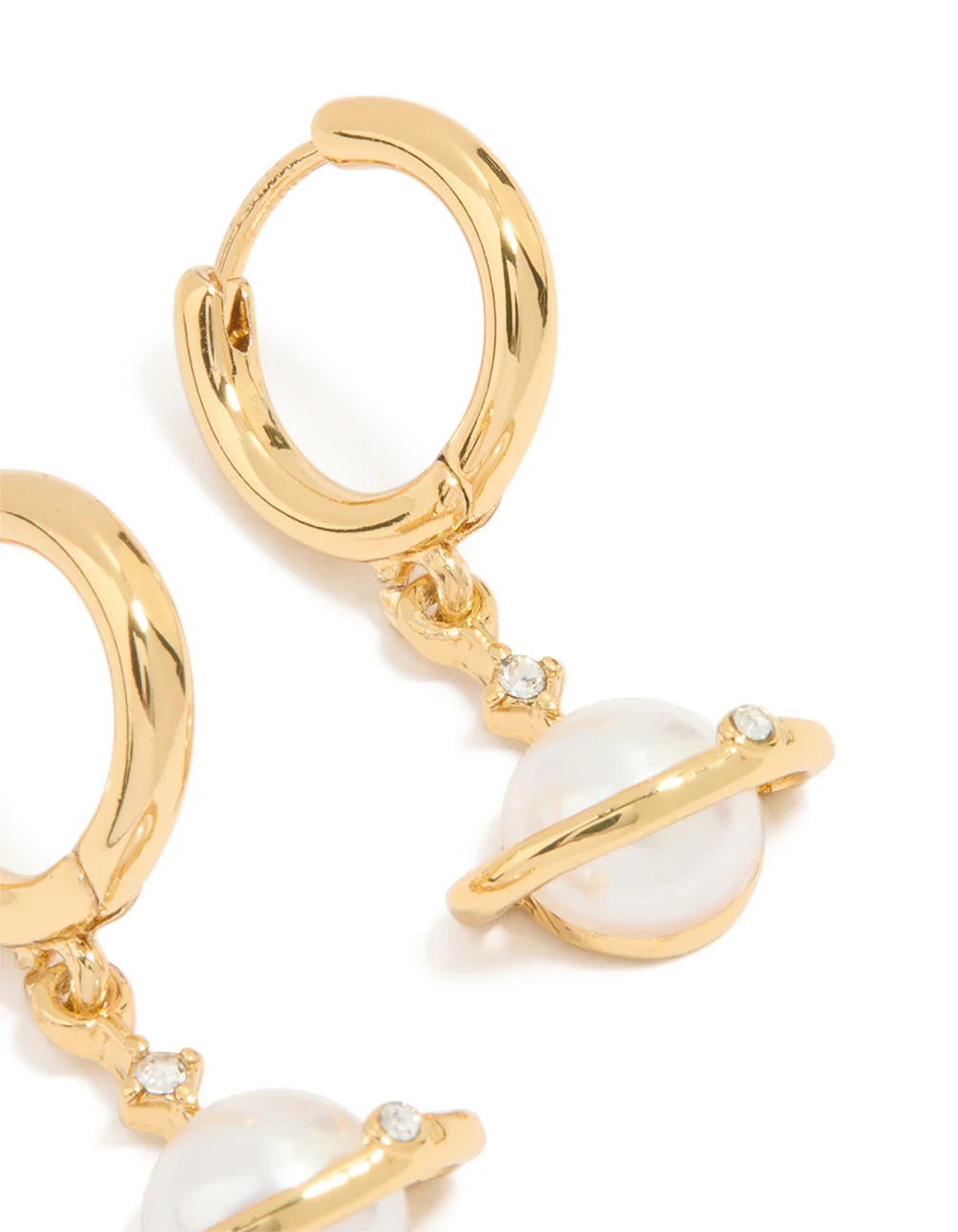 Gold Plated Pearl Planet Mini Earrings - Image 3