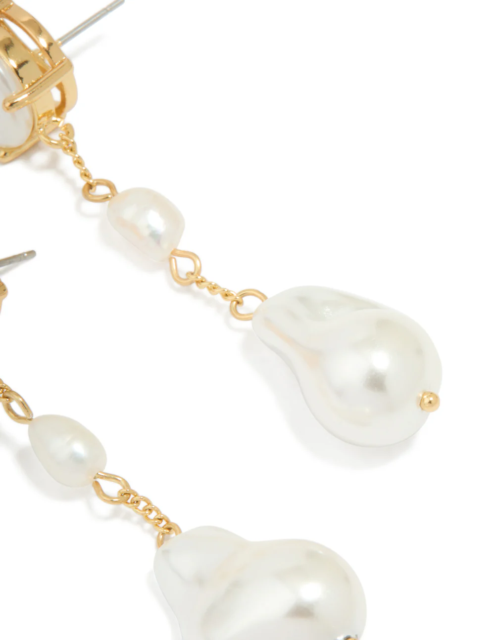 Gold Plated Pearls Statement Drop Earrings - Image 3