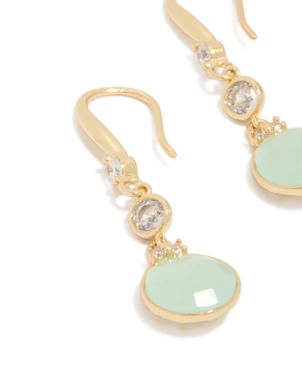 Gold Plated Plated Blue Cubic Zirconia Circle Drop Earrings - Image 4