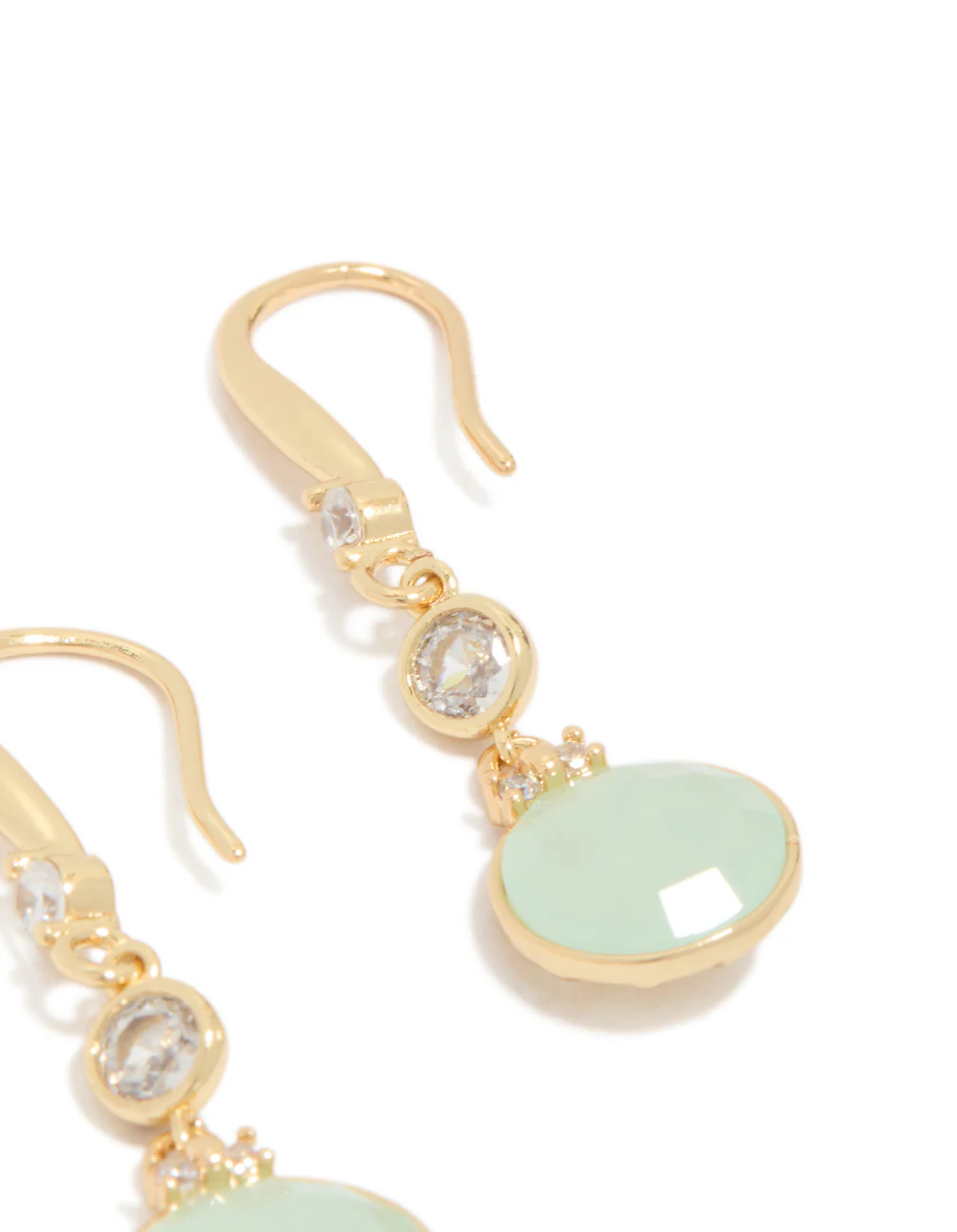 Gold Plated Plated Blue Cubic Zirconia Circle Drop Earrings - Image 5